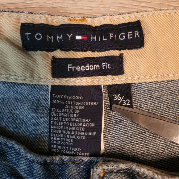 VTG Tommy Hilfiger Jeans 36x32 Freedom Fit Relaxed Straight Medium Light Y2K - Picture 4 of 10